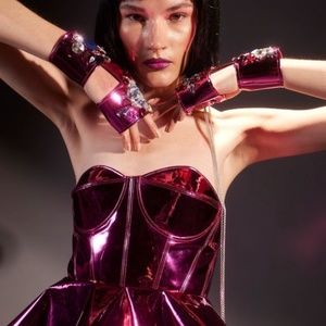 Not Nadine Merabi but just as Beautiful Hot Pink Metallic Corset *